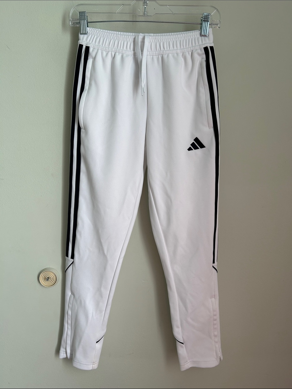 adidas White Joggers with Black Side Stripes